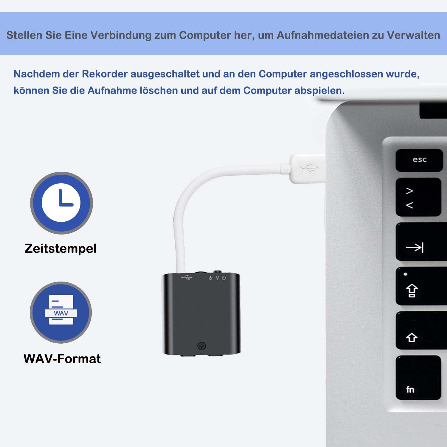 16GB Diktiergerät, Mini Aufnahmegerät mit Magnet und Sprachaktivierung, WiederaufladbaresAufnahmegerät USB für Besprechungen, Interviews, Vorträge