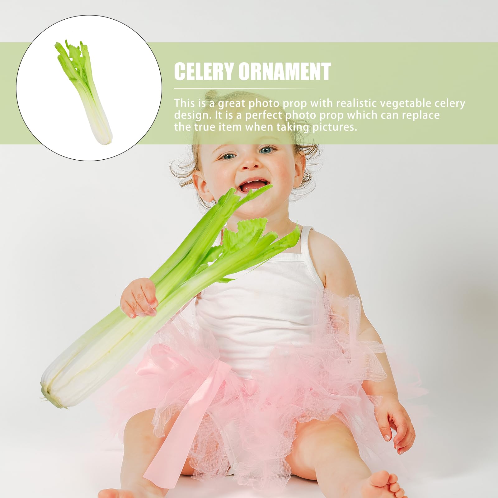 BESPORTBLE Fake Celery, Artificial Vegetables Green Fake Vegetables for Decoration Lifelike PU Celery Highly Simulation Celery for Display Props House Kitchen Party Cabinet Decoration