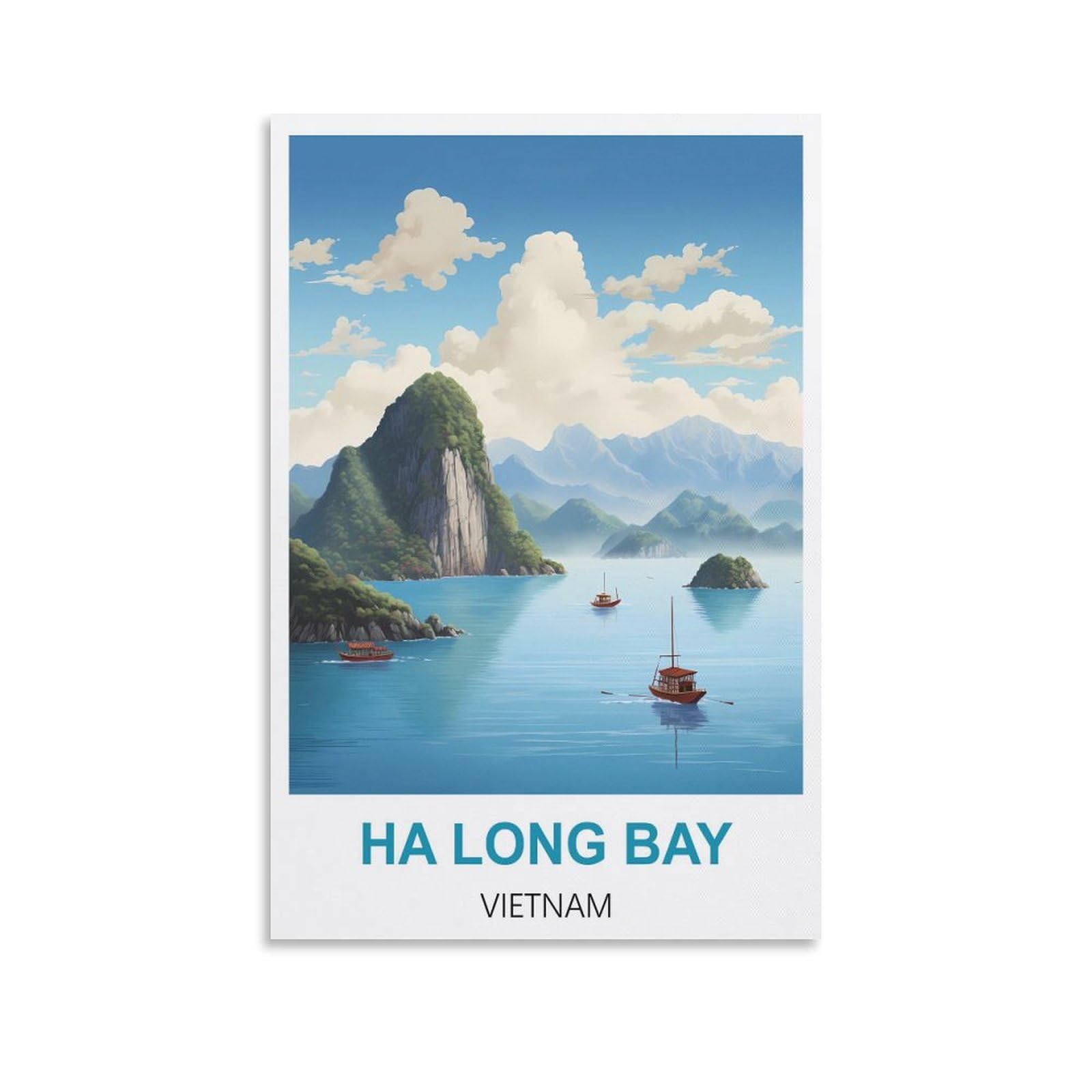 KmoNo Ha Long Bay Vietnam Vintage Travel Posters 12x18inch(30x45cm) Wall Decor Painting Canvas Wall Art Living Room Poster Bedroom