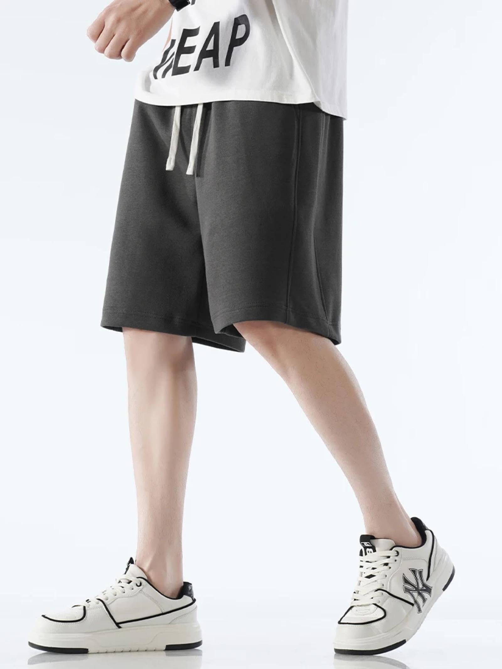 Pantaloncini Uomo Shorts Sportivi Tasche Pantaloncini da Uomo S(30) Grigio Scuro