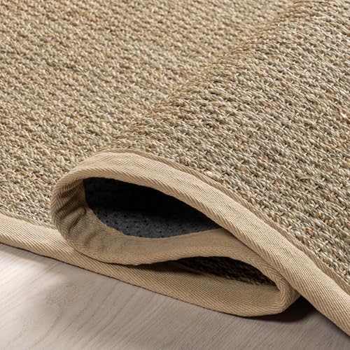 nuLOOM 2x12 Elijah Seagrass Area Rug, Beige, Solid Farmhouse Style, Cotton Bordered, Basketweave, Natural Fiber, For Bedroom, Dining Room, Living Room, Hallway, Office, Kitchen, Entryway - Image 7