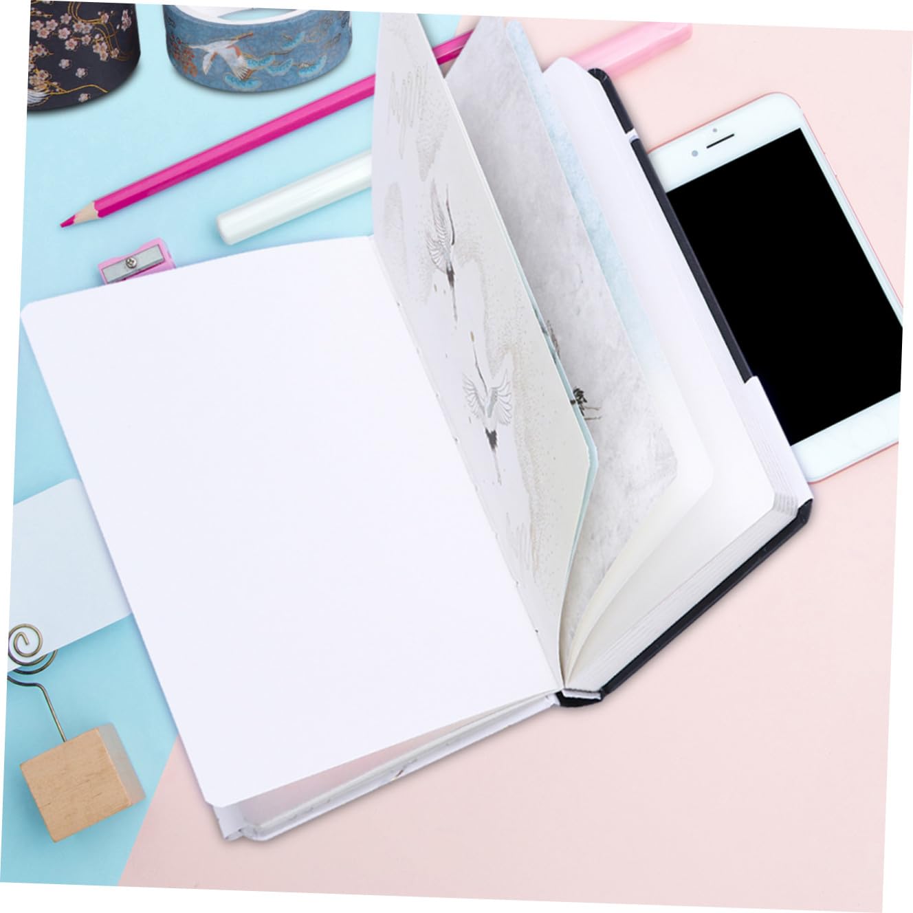 Carnet Rétro de Notes D'écriture Cahier Relié Bleu Présent Rentrée