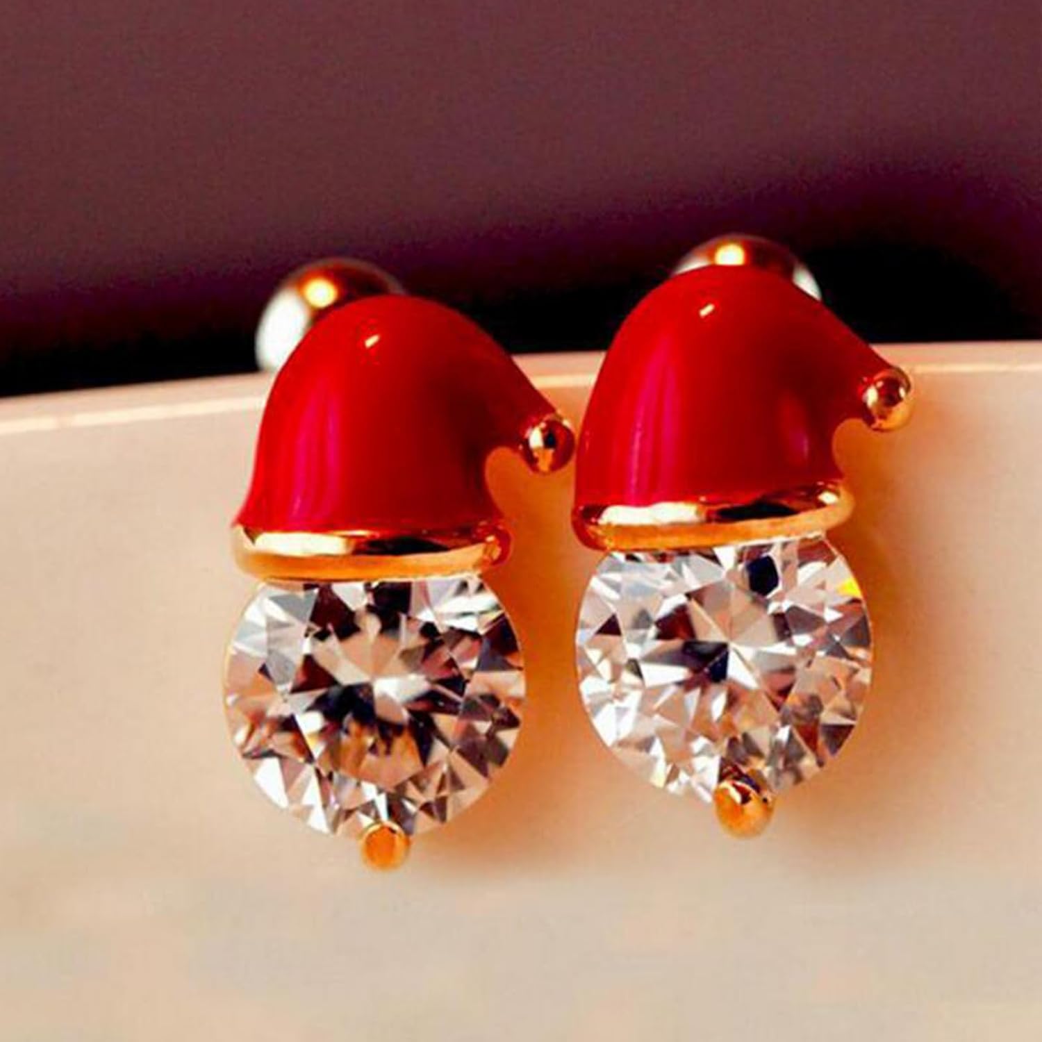 Santa Christmas Stud Earrings for Women,Crystal Red Santa Christmas Hat Earrings,Shiny Christmas Xmas Thanksgiving Earring Stud Jewelry Gift - Image 6