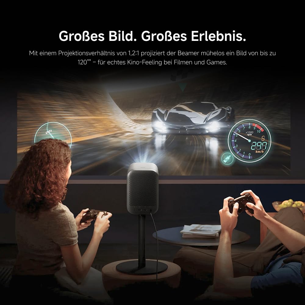 Xiaomi L1 Smart Beamer 1080P Full HD mit Google TV & Netflix, Tragbarer Heimkino Projektor, Autofokus & Keystone, HDR10/HLG, 120" Display, 5G WiFi Bluetooth, Dolby Audio, Outdoor Beamer für Kinoabende