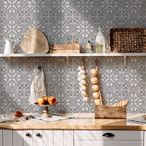 Alwayspon Vinyl Floor Wall Tile Sticker, Non-Slip Sticky Back Tile Decals for Kitchen Bathroom Self-Adhesive Peel and Stick PVC Floor Sticker DIY, Grey, 30cmX15cm X24Pcs Set - Image 4