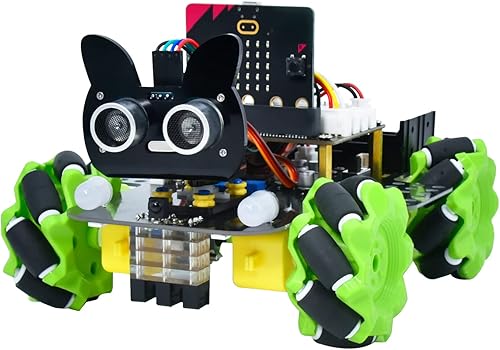 KEYESTUDIO 4WD Smart Car Coding Robot Kit con Microbit V2 para Makecode y Python, kit de robot de construcción DIY para educación STEM, control