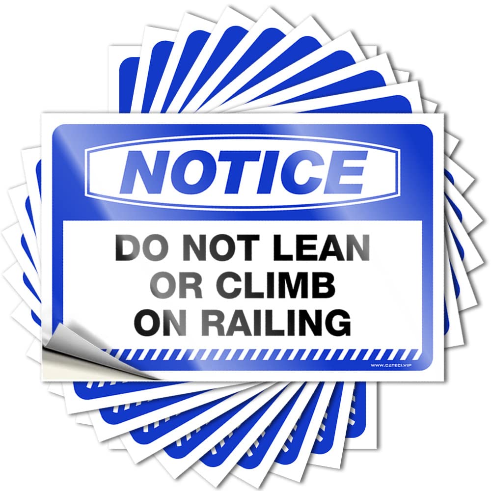 Car Stickers and Decals Notice Do Not Lean Or Climb On Railing Stickers 10 Pcs Windshield Stickers for Cars Car Stickers Funny(8X12CM)
