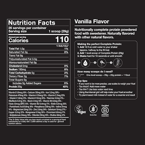 Miniatura 4 de Huel Proteína completa de caramelo de vainilla, 100% vegana, nutricionalmente completa, proteína en polvo a base de plantas, 0.32oz de EAA y 0.18oz