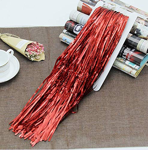 AILEXI 3 Pack 3.2ft*8.2ft Metallic Tinsel Curtains Foil Fringe Shimmer Streamers Curtain Door Window Decoration for Party Supplies - Laser Red