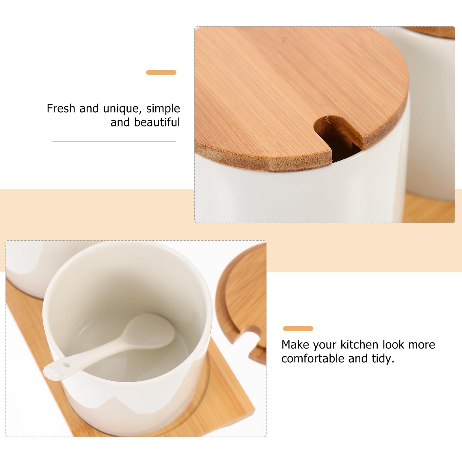 Set Contenitore per Spezie in Ceramica Bianco, Vasetto per Condimenti Facile da Aprire una Mano e Facile da Pulire, per Cucina e Uso Domestico