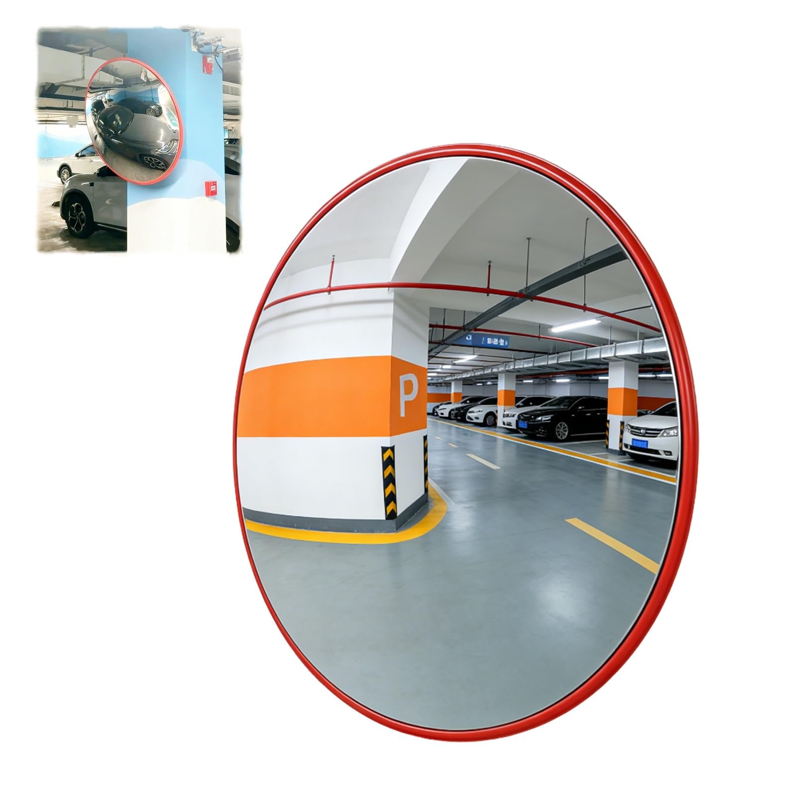 Miroir convexe acrylique HD, miroir de surveillance d'angle grand angle réglable, miroir de signalisation mural avec boîtier ABS, pour garage, entrepôt et parking(45cm/18in)
