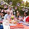 Whaline Patriotic Foam Wreath Crafts Kit American Flag Star Stickers, Glitter Star Stickers, Pompom Ball Eyes, Blue Ribbon 4th of July DIY Foam Wreath Signs for Independence Day Art Projects, 12Pcs #4