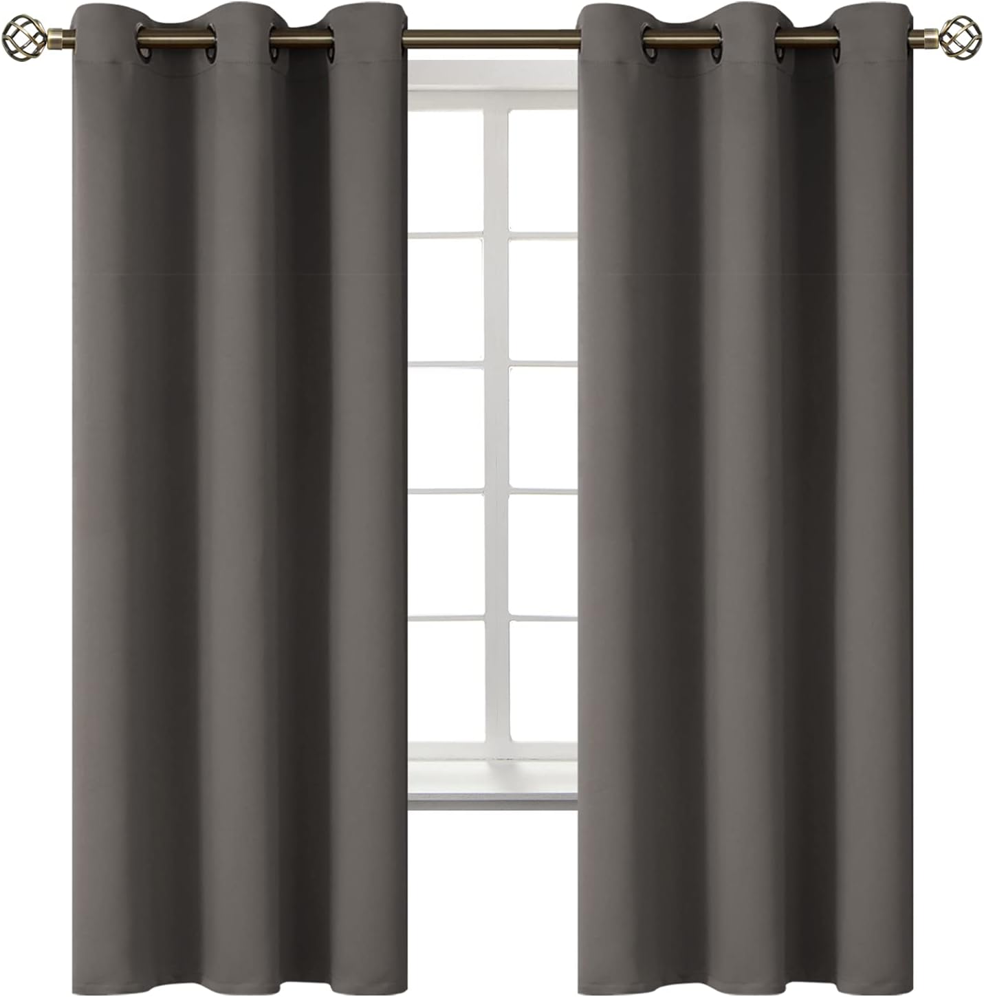BGment Blackout Curtains for Bedroom - Grommet Thermal Insulated Room Darkening Curtains for Living Room, Set of 2 Panels (38 x 63 Inch, Grey)