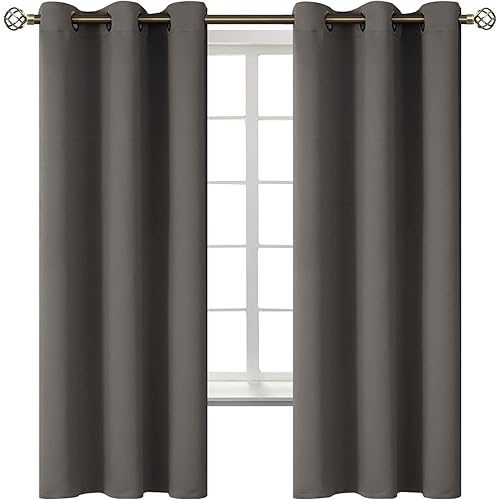 BGment Blackout Curtains for Bedroom - Grommet Thermal Insulated Room Darkening Curtains for Living Room, Set of 2 Panels (42 x 63 Inch, Grey)