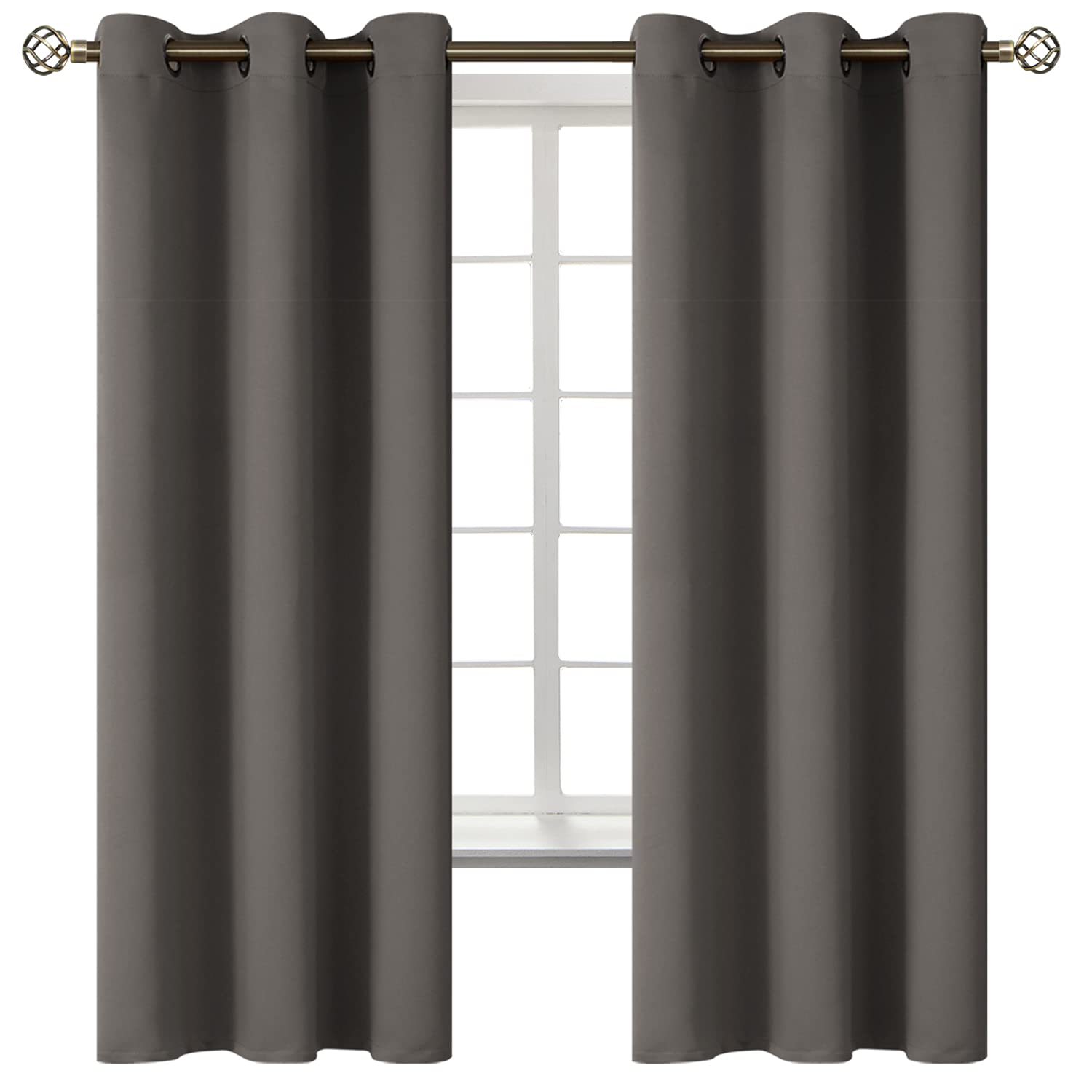 BGment Grey Blackout Curtains for Bedroom 63 Inch Long - 2 Panels