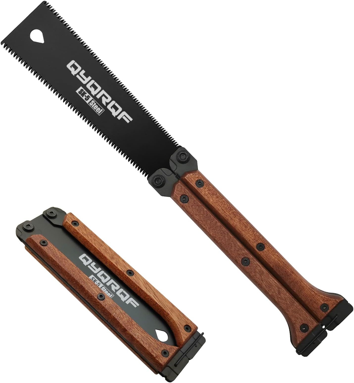 QYQRQFFolding Hand Saw, 5.5 Inch Small Handsaw 11/15TPI Double Edges Pull Saw SK5 Steel Wood Saw for Woodworking Camping DIY Small Projects