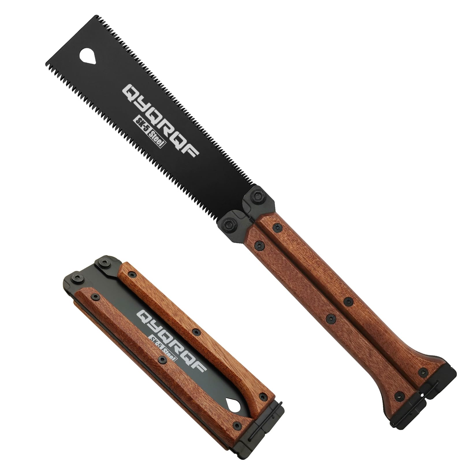 QYQRQFFolding Hand Saw, 5.5 Inch Small Handsaw 11/15TPI Double Edges Pull Saw SK5 Steel Wood Saw for Woodworking Camping DIY Small Projects