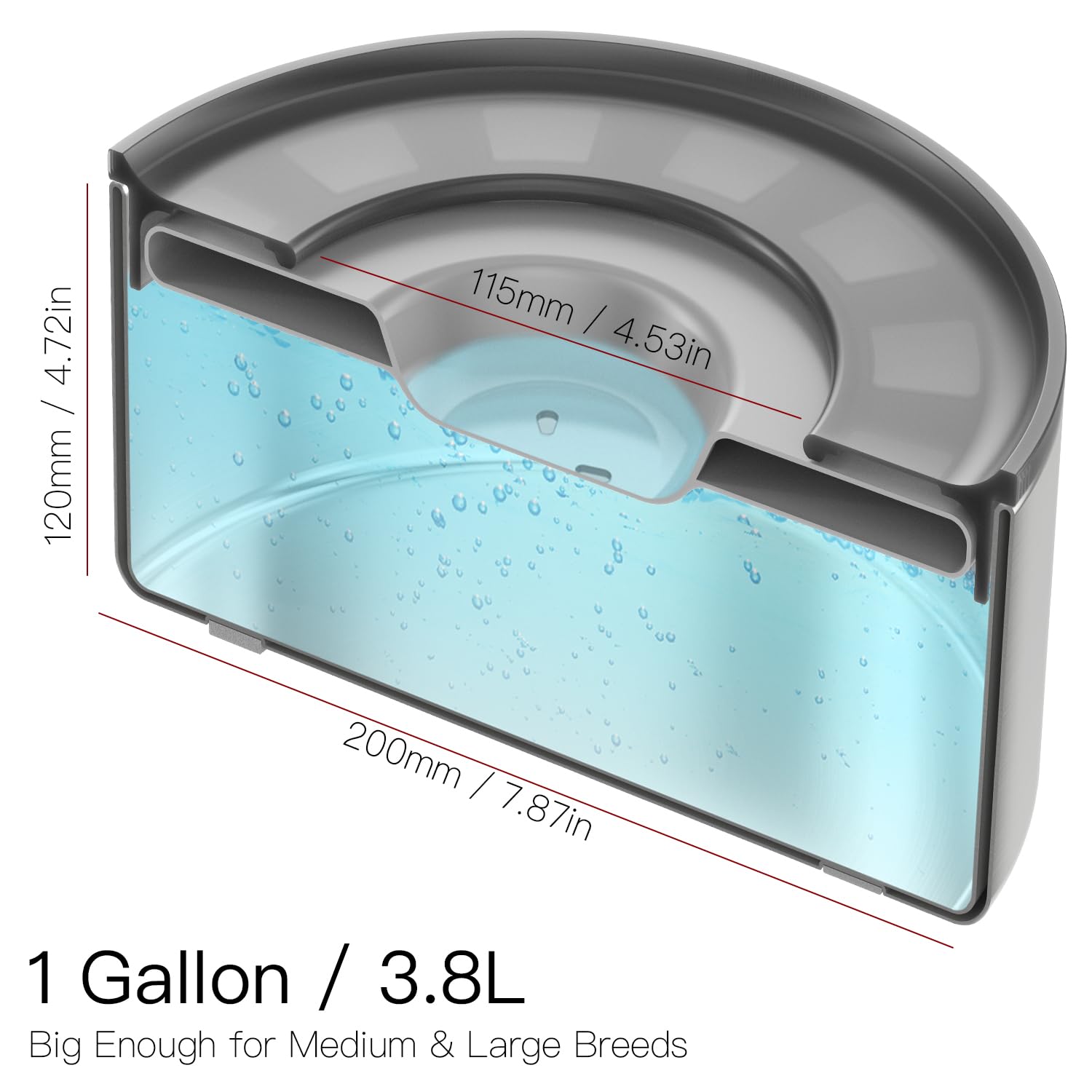 Cuenco de Agua para Perros de Acero Inoxidable de 1 galón, Aislamiento de Doble Capa, Tapa de Patas a Prueba de Salpicaduras, Base de Goma Antideslizante, fácil de Limpiar, Capacidad de 3.8 L