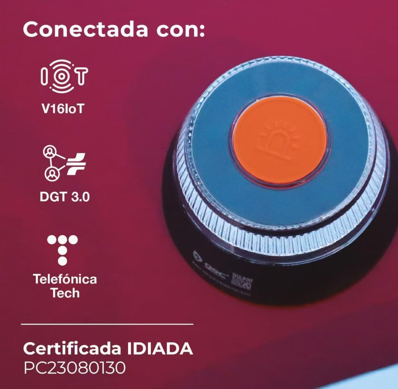 EASY SPEED Luz Emergencia V16 Homologada DGT con Geolocalizacin,Baliza Coche Conectada DGT 3.0,con SIM y Datos Pagados Hasta 2038,Adecuado para Coches (Viene con Pilas),2 Unidades