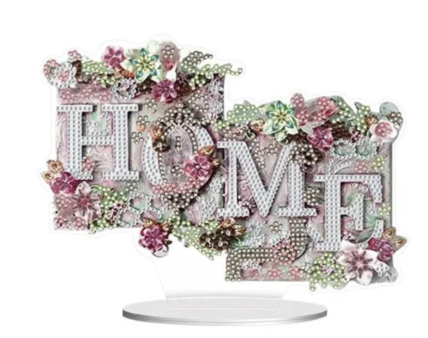 Syntego 5D DIY Beautiful Pink Home Floral Tabletop Diamond Painting Kit Crystal Rhinestone Approx 24cm x 17.5cm Acrylic Decoration