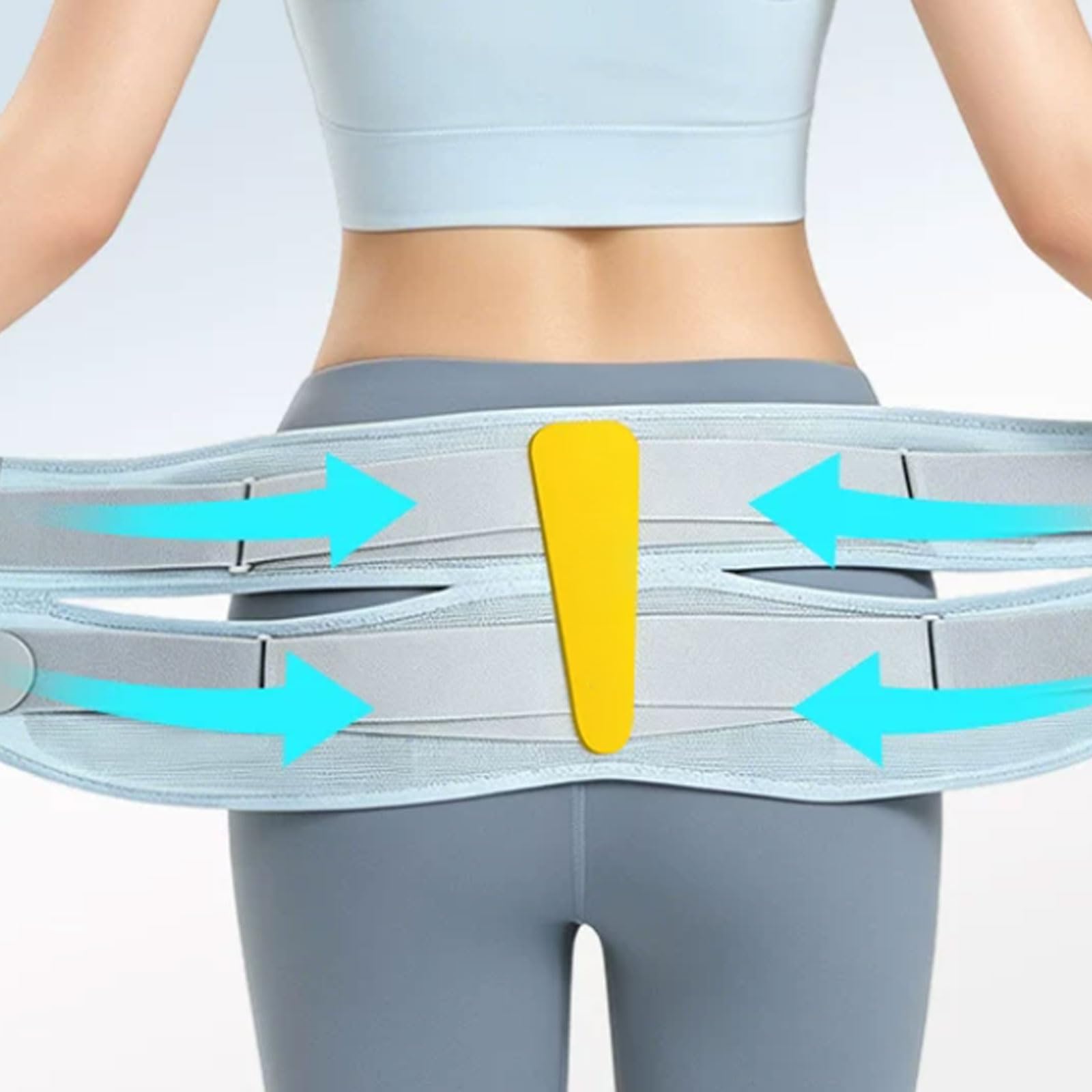 ,Gray,L,Lekki sportowy pas wspierający talię dla kobiet, przewiewny, do fitnessu, do siedzenia, długi pas do jogi, kształtujący brzuch, opaska na talię