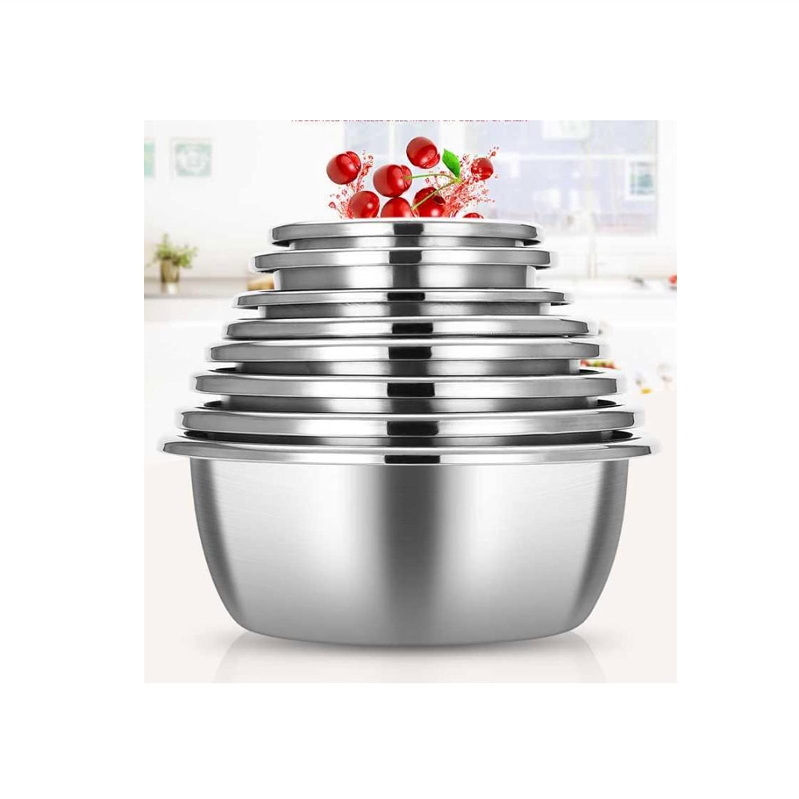Cuencos para Mezclar de Acero Inoxidable, Cuenco para Sopa, Juego de 8 Piezas para Ahorrar Espacio, Almacenamiento para cocinar Alimentos en el hogar, el refrigerador y la Cocina