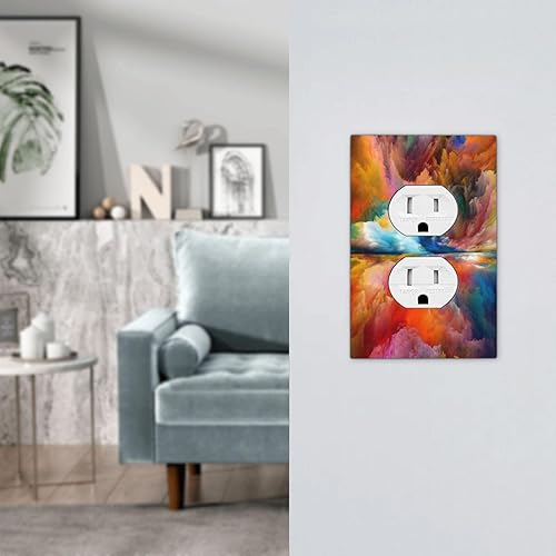 Miniatura 7 de Cubiertas de salida iridiscentes abstractas coloridas nubes dúplex de 1 cuadrilla, placa de cubierta de interruptor de luz arco iris, placas