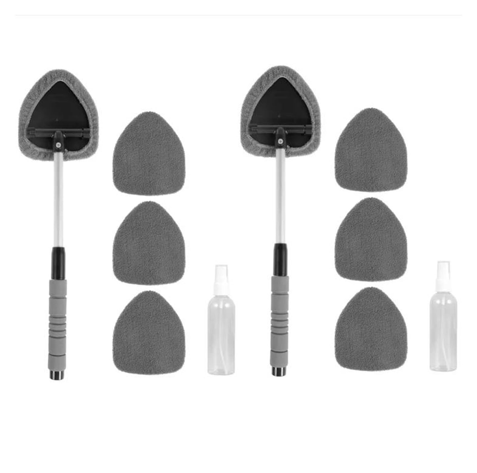 Set di pulizia per parabrezza auto Strumento per la pulizia del parabrezza Strumento per la pulizia dei finestrini dell'auto Manico estensibile Strumento per la pulizia interna(Grey 2set)