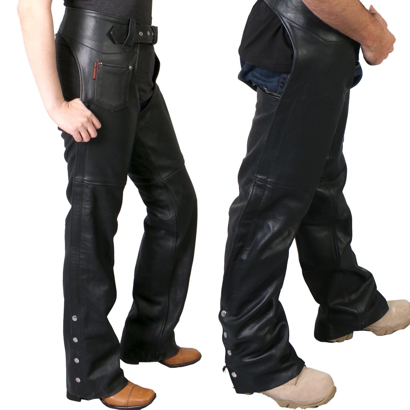 Hot Leathers CHM1005 Hochwertige vollständig gefütterte Unisex-Chaps, Leder, Schwarz, Größe XS