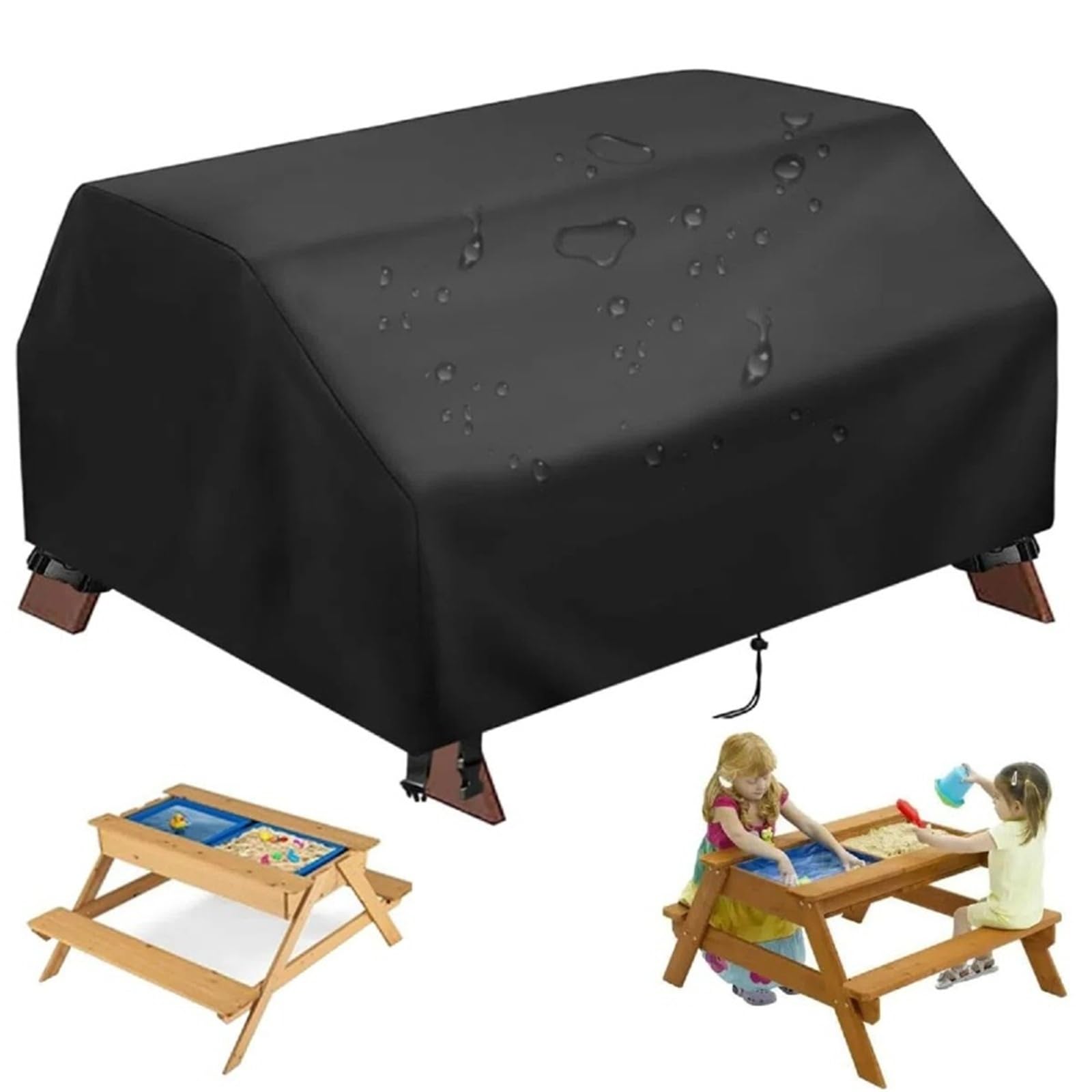 Water Table Cover Waterproof Sand & Water Table Cover 40x40x20'' Outdoor Toddler Picnic Desk Covers with Drawstring ＆ Leg Strap Kids Furniture Accessories (Cover Only)
