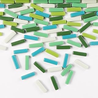 1 LB 5x20mm Glass Strips Mosaic Tiles for Home Decoration, Mini Recycled...