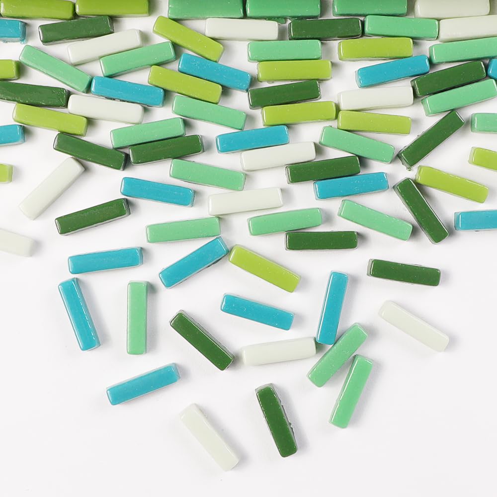 1 LB Recycled Glass Mosaic Tiles - 5x20mm Mini Glass Strips For DIY Crafts, Home Decor, Kids Art Projects (330 Pieces) - View #6