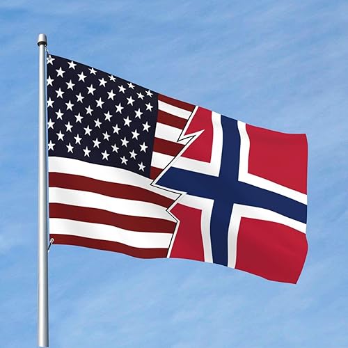 Miniatura 2 de Banderas de estilo desgarrado de Estados Unidos y Noruega de 4 x 6 pies, banderas de decoración para exteriores resistentes de poliéster duradero