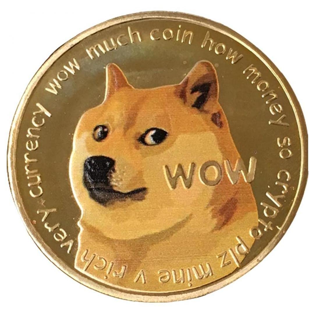 TOSSPER Funny Golden Plated Dogecoin Commemorative Coins Cute Dog Pattern Souvenir Collection Gifts for Friends