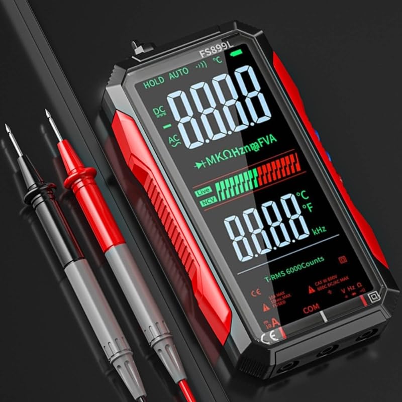 FS899L Digital Multimeter with Color Screen, USB-C Rechargeable Electrical Tester, 6000 Counts True RMS AC/DC Voltage Current Capacitance Resistance Frequency Temperature Measurement NCV Detector