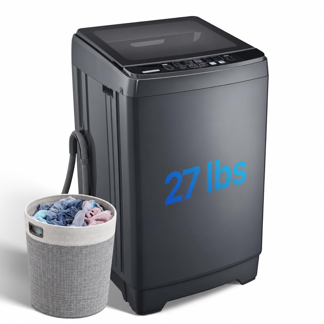 Anypro Washing Machines 27 LBS Full Automatic Clothes Washer and Spinner Combo with 10 Program and 8 Water Level, Laundry Wash Spin Dryer for Apartment RV Dorm, Grey