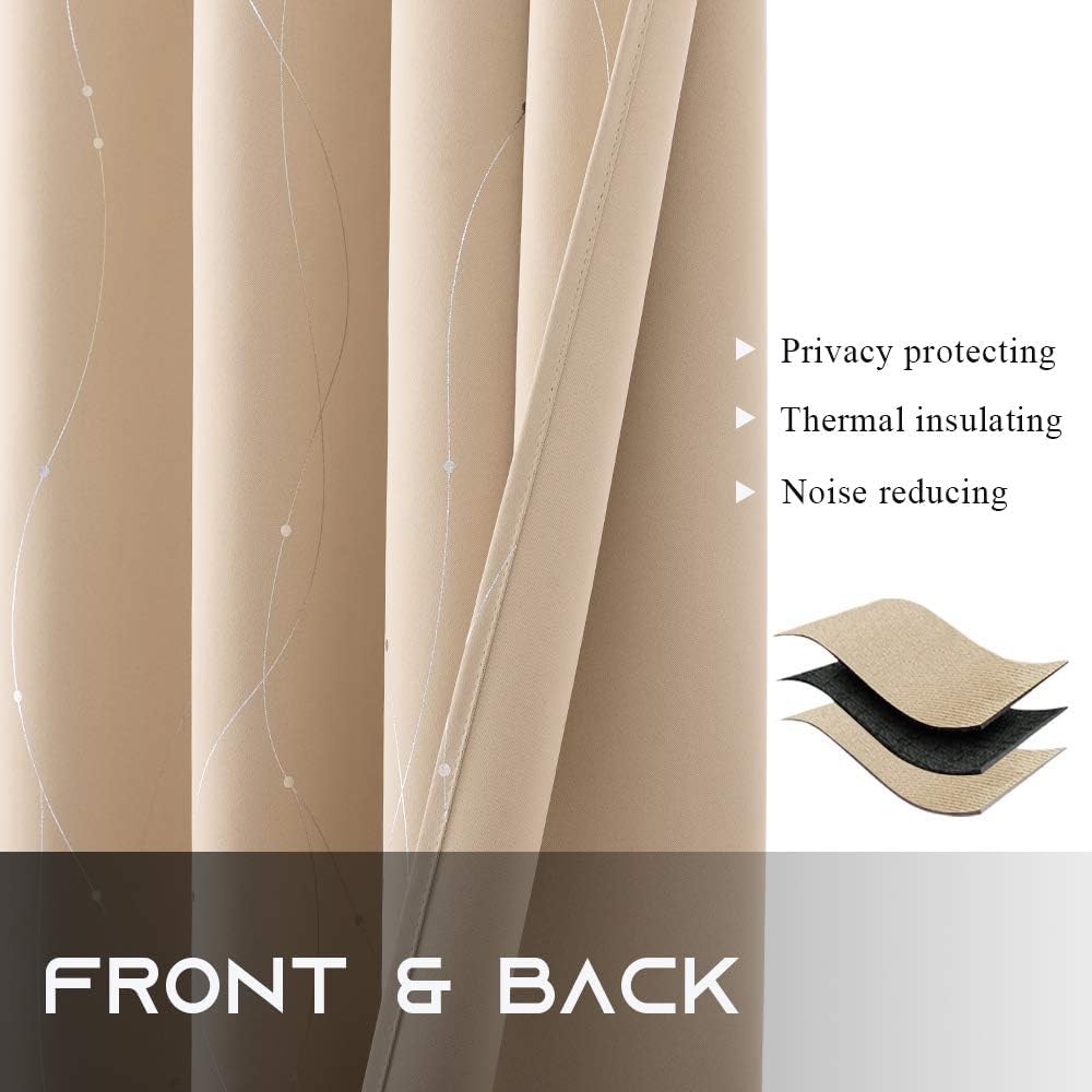 NICETOWN Bedroom Room Darkening Curtains - Triple Weave Microfiber Grommet Top Thermal Insulated Solid Room Darkening Panels/Drapes for Kid's Room (Biscotti Beige, 1 Pair, 52 inches by 95 Inch)