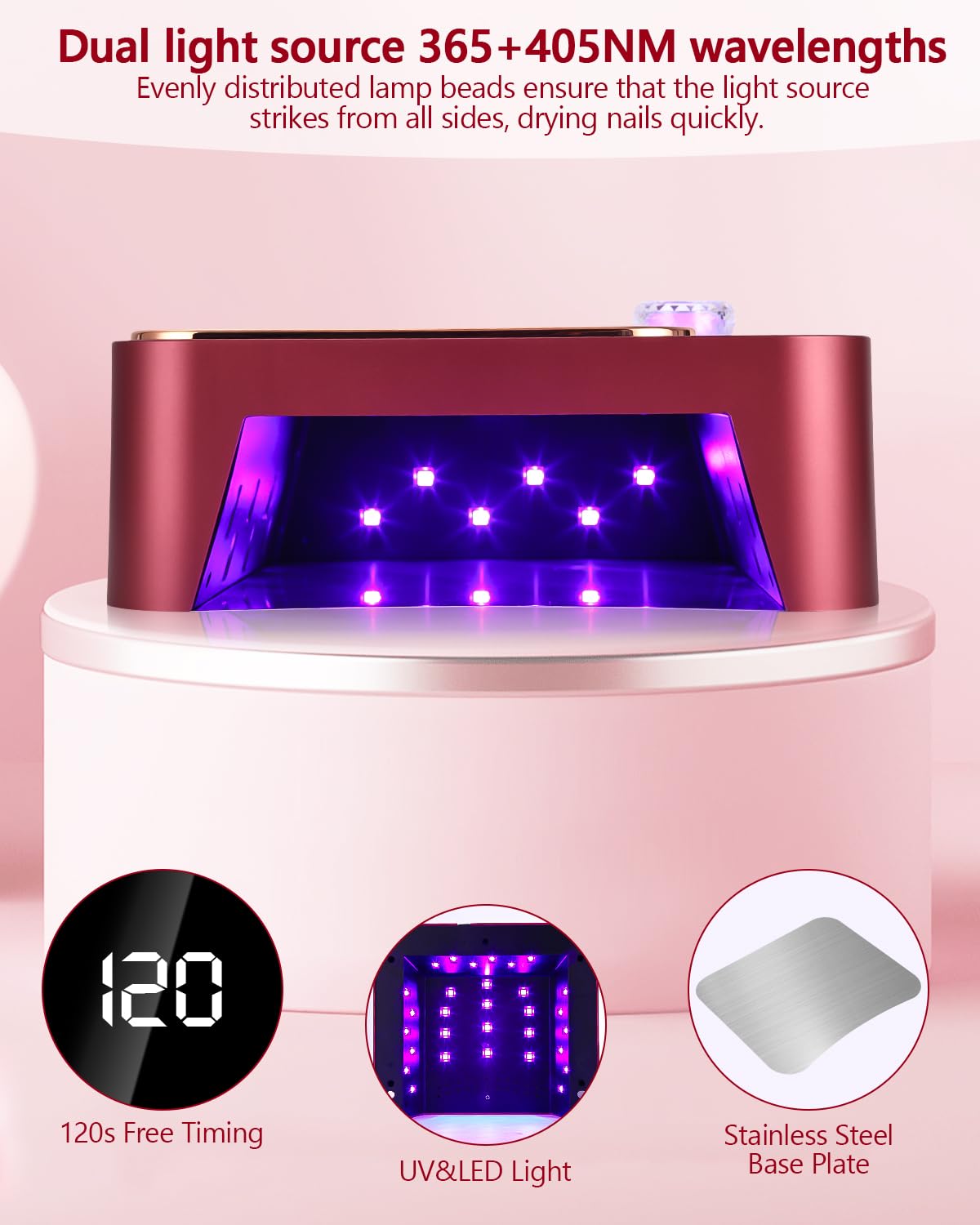Lampada UV LED per Unghie,Lampada LED UV per Unghie Ricaricabile,120s tempo libero,Sensori automatici infrarossi,UV Gel Macchina per Polimerizzare Smalto,Asciuga Unghie per Manicure Pedicure
