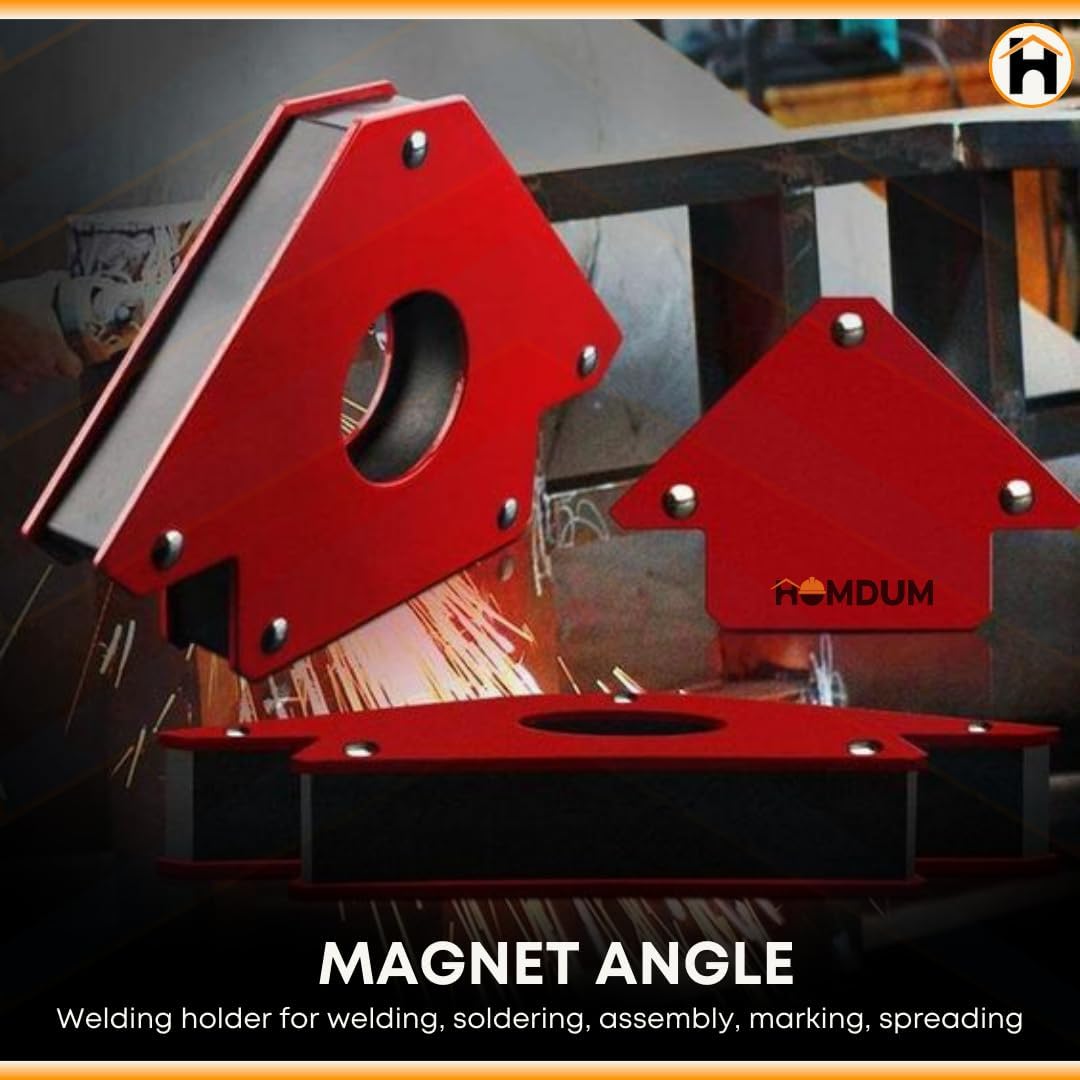 6pc Multi Angle magnetic welding holder clamps set Maf with 2 pc x 3 inch arrow type, 2pc x triangle and 2pc x mini, strong magnet pull for accurate alignment in fabrication works Pack of 6 pc