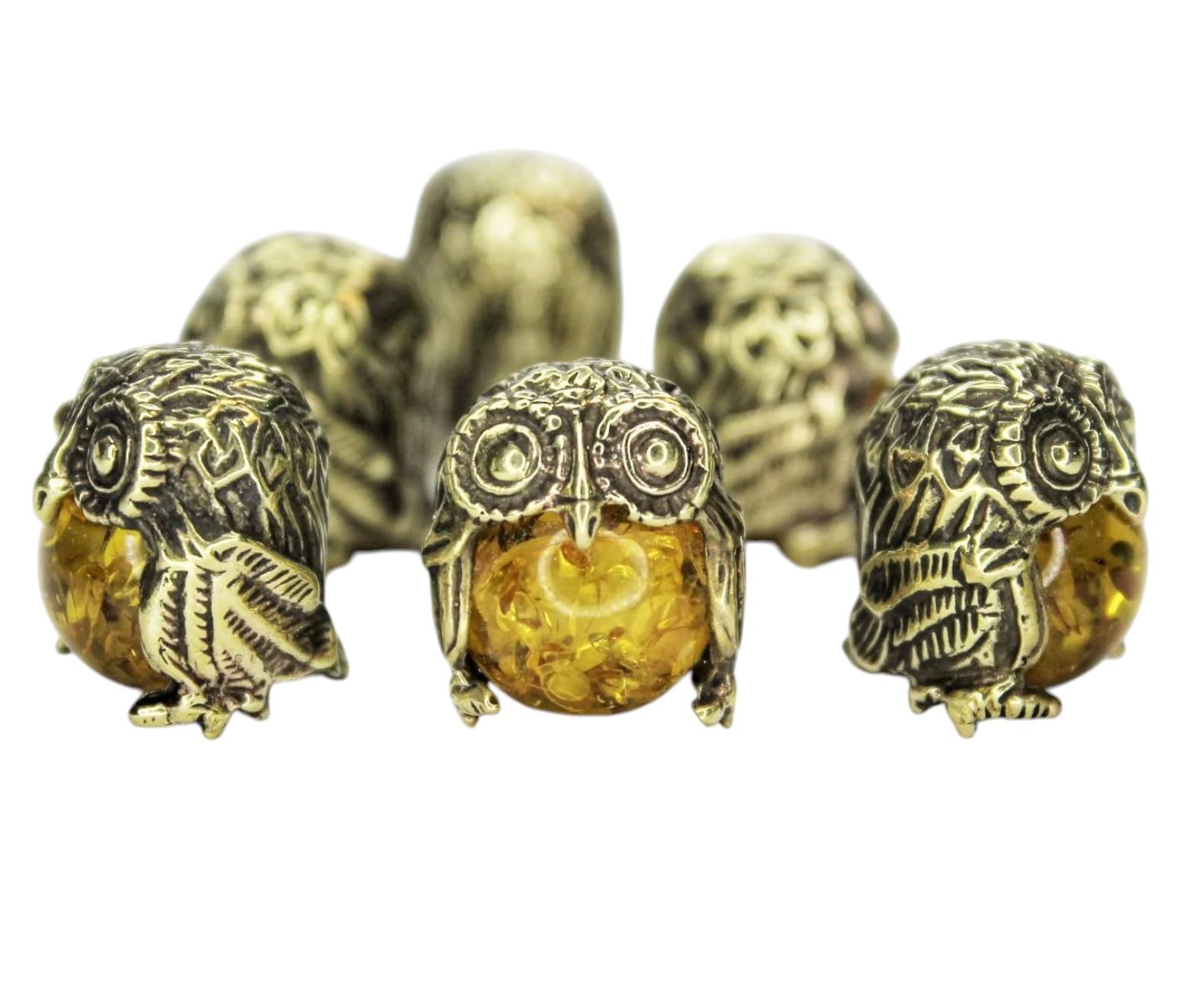 Small Brass Owl Wisdom Bird Ornament Sculpture Trinket Handmade Collectible Decorating Figurine