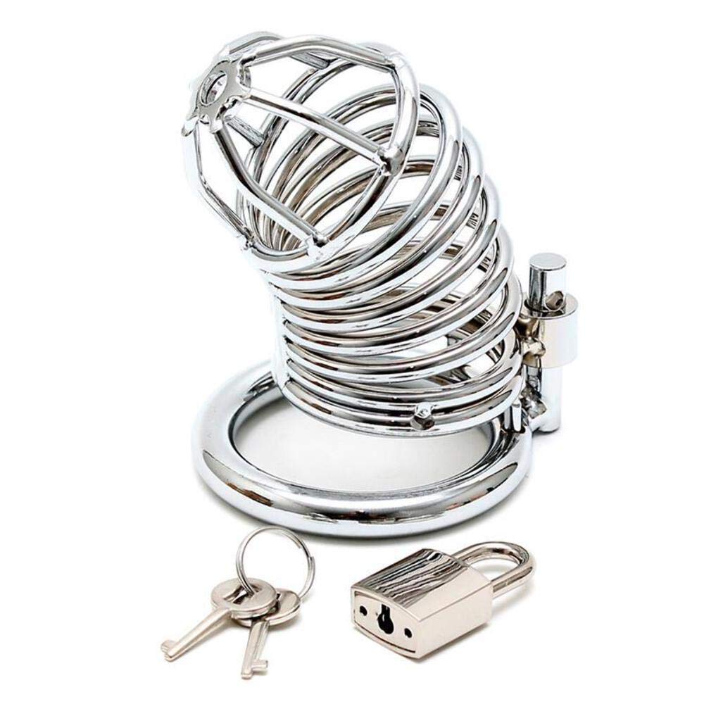 Rimba Dispositif de chasteté pour pénis en métal avec cadenas Argent 7 cm