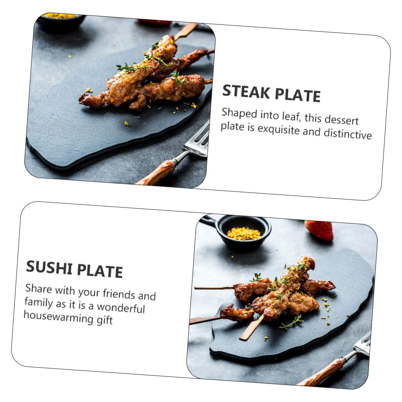 1pieza Plato De Sushi De Pizarra Forma Para Postres y Aperitivos Para Restaurantes y Hogares Negro