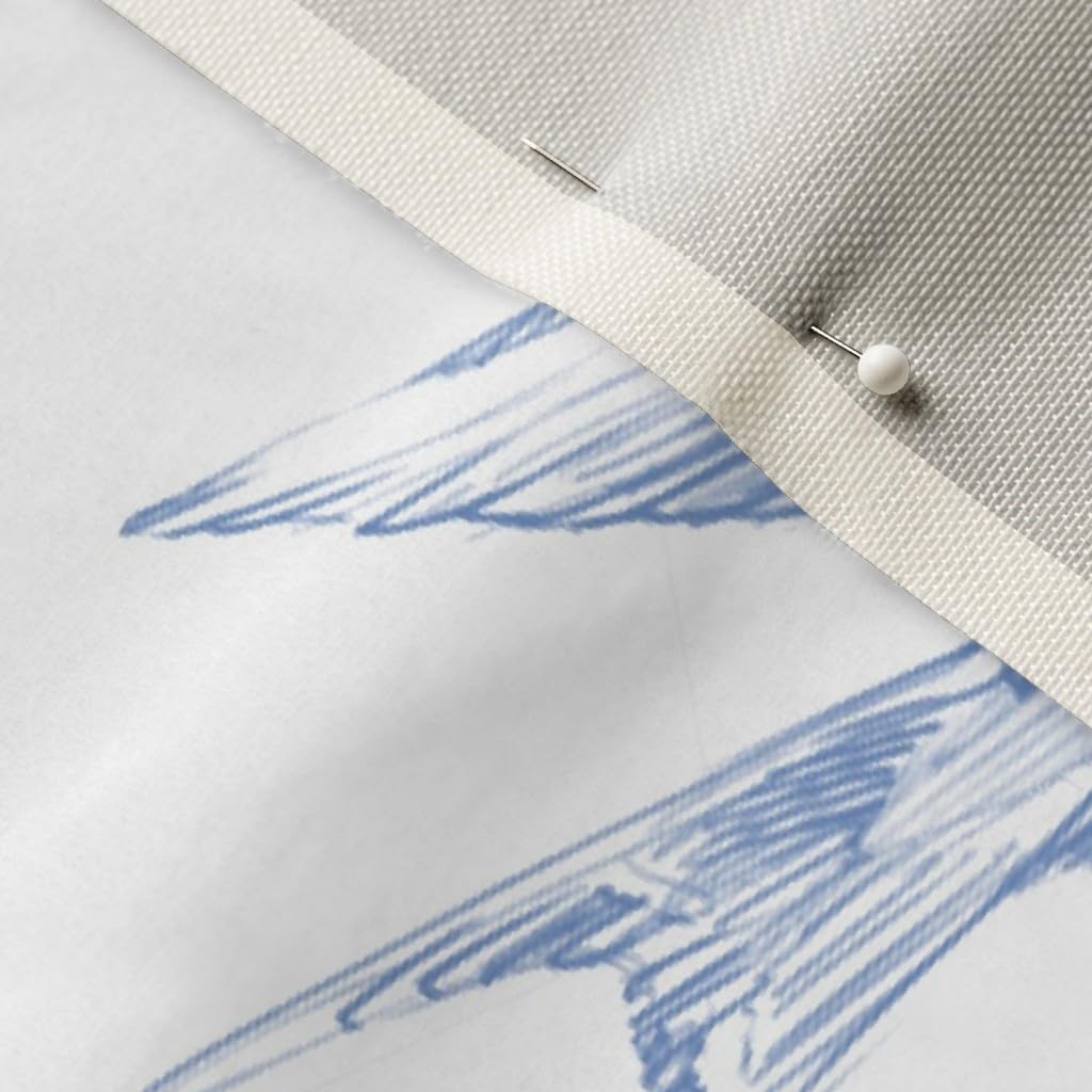 Spoonflower Fabric - Flight Blueberry Birds Feathers Flying Blue White Shabby Chic Spring Printed on Upholstery Velvet Fabric Fat Quarter - Upholstery Home Decor Bottomweight Apparel