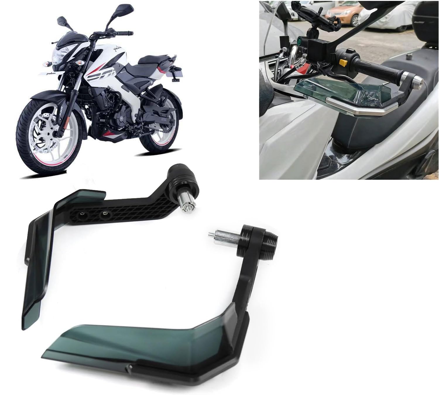 Auto Pearl Motorcycles Handguard Shield Hand Guard Protector Windshield Compatible with Pulsar NS 200 (Pack of 2, Color : Black)