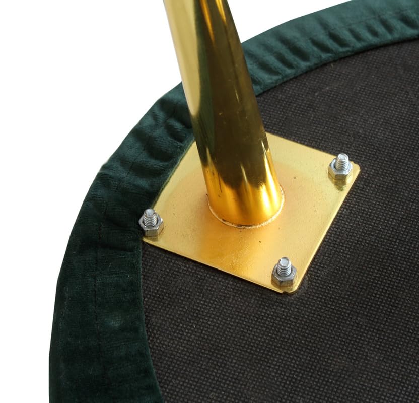 Image of Ottoman for Living Room, Velvet Round Foot Rest Stool, Metal Legs Chair for Sitting, Puffy for Bedroom & Makeup Room Decor | Chair (18 inchx18 inchx32 inch), Puffy (16 inchx16 inchx17 inch) | (Combo-Green)