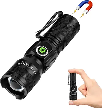 Rechargeable Mini Flashlight with Magnet,Pocket Flashlights High Lumens with Clip,1200 Lumens Compact LED Small Light and Long Range,EDC Flash Light for Everyday Carry.