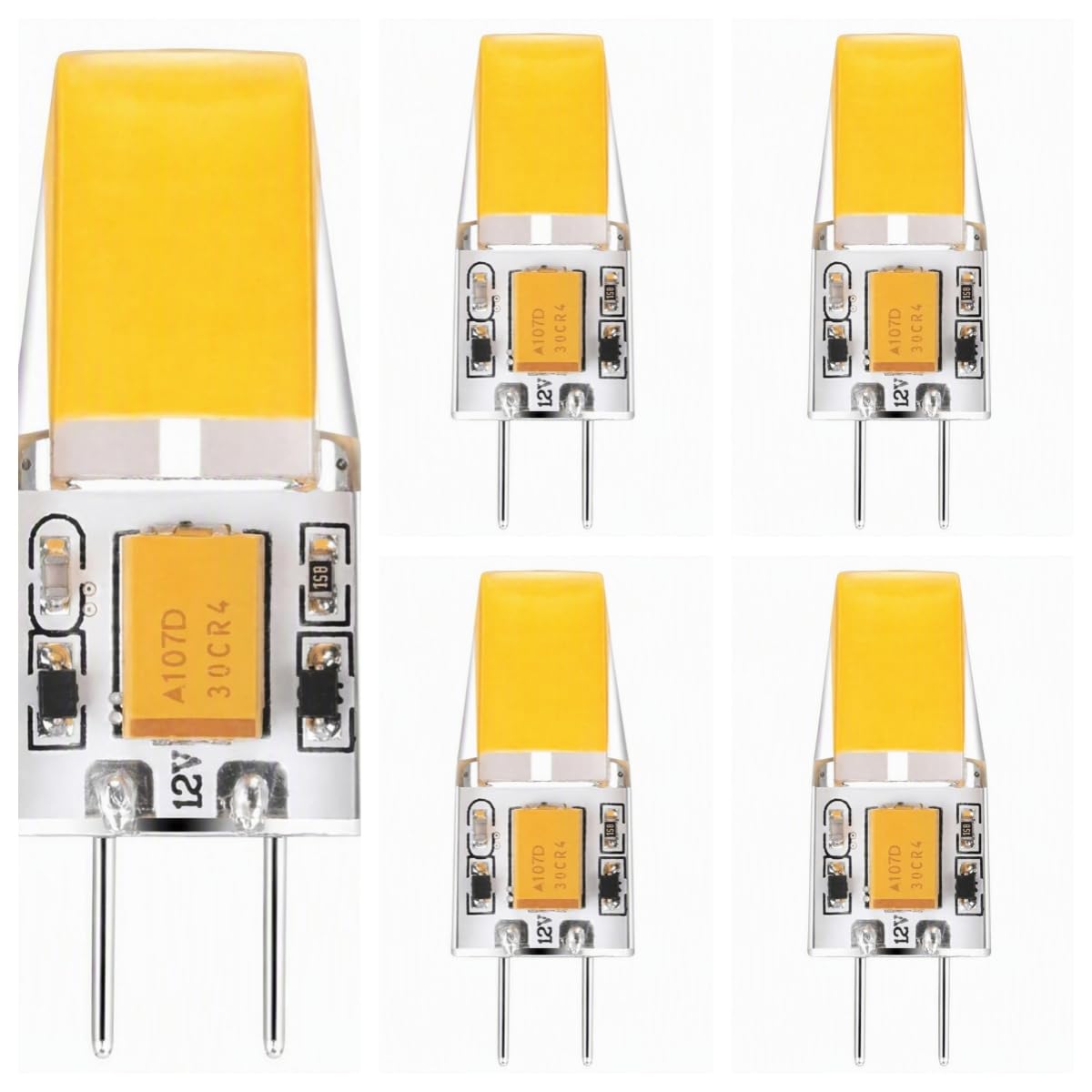 GY6.35 LED 12V 4W Ściemnialny COB IP65, neutralny biały zestaw 5