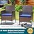 PHI VILLA 7 Piece Outdoor Dining Set with Umbrella, 60” Rectangular Metal Dining Table & 6 Cushioned Rattan Wicker Chairs & 13ft Large Beige Umbrella for Patio, Deck, Yard, Porch