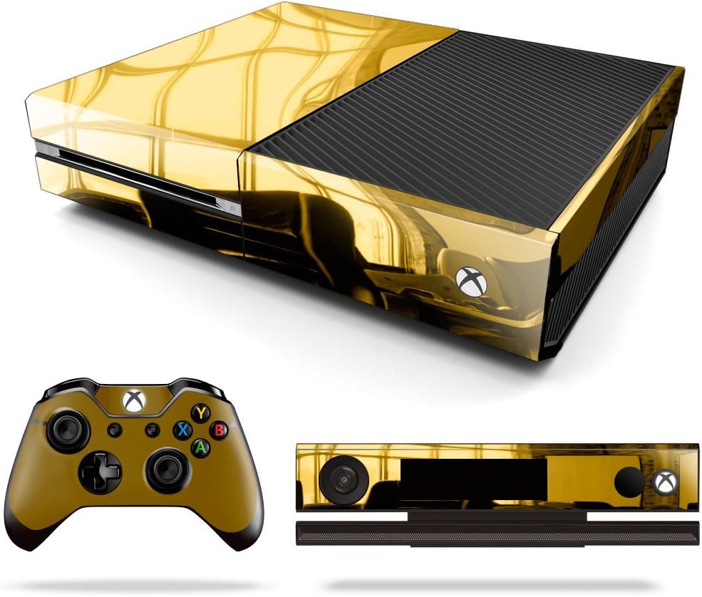 Xbox One Skin Decals Gold Chrome With Gold Controller Skin