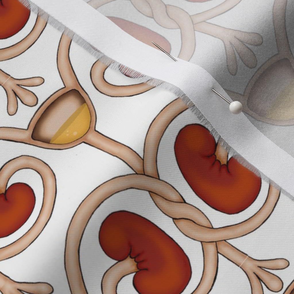 Spoonflower Fabric - Biology Anatomy Doctor Nurse Body Guts Printed on Organic Cotton Sateen Fabric by The Yard - Sewing Quilting Apparel Home Decor